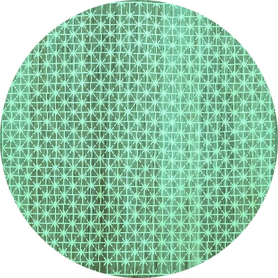 Ahgly Company Indoor Round Abstract Turquoise Blue Contemporary Area Rugs, 4' Round