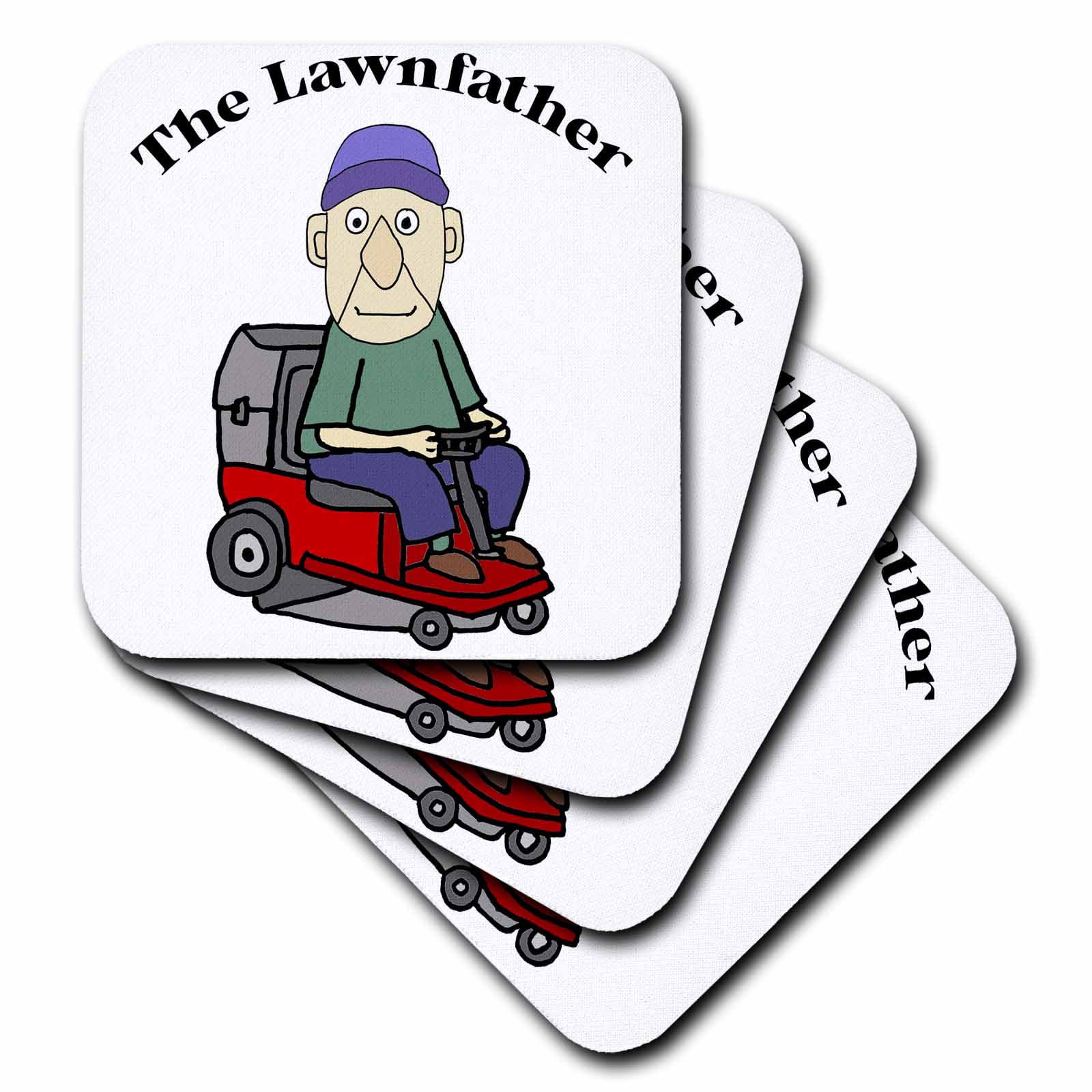 Funny Cute Old Man on Riding Lawn Mower the Lawnfather Mowing Pun set