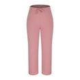 thumbnail image 4 of Olyvenn Women Pleated Wide Leg Palazzo Pants Drawstring Lounge Loungewear Bottoms Culottes Work Business Casual 2025 Clothes Pink XXL, 4 of 7