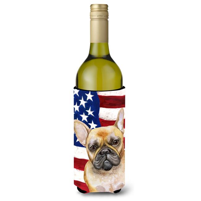 Carolines Treasures BB9688LITERK French Bulldog Patriotic Wine Bottle Beverge Insulator Hugger