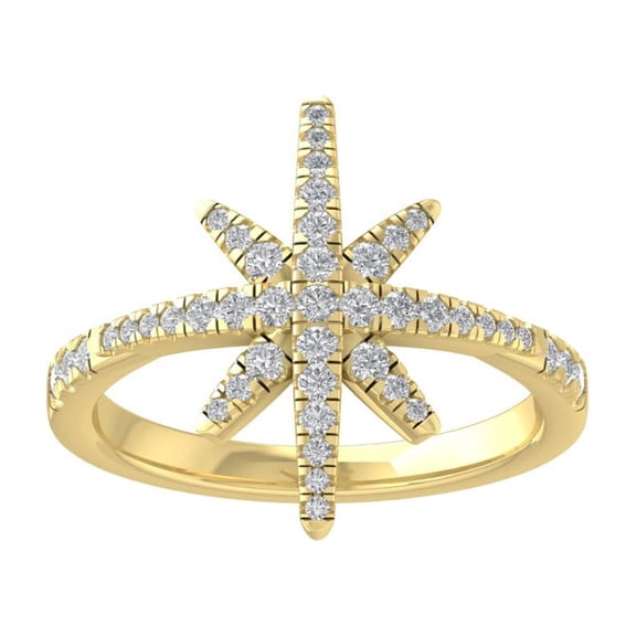 Araiya 10K Yellow Gold Diamond North Star Band Ring (3/8 cttw, I-J Color, I2-I3 Clarity), Size 7