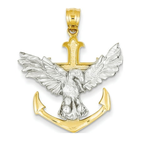 14k Two-Tone Gold Two-tone Mariners Cross w/Eagle (28x35mm) Pendant / Charm