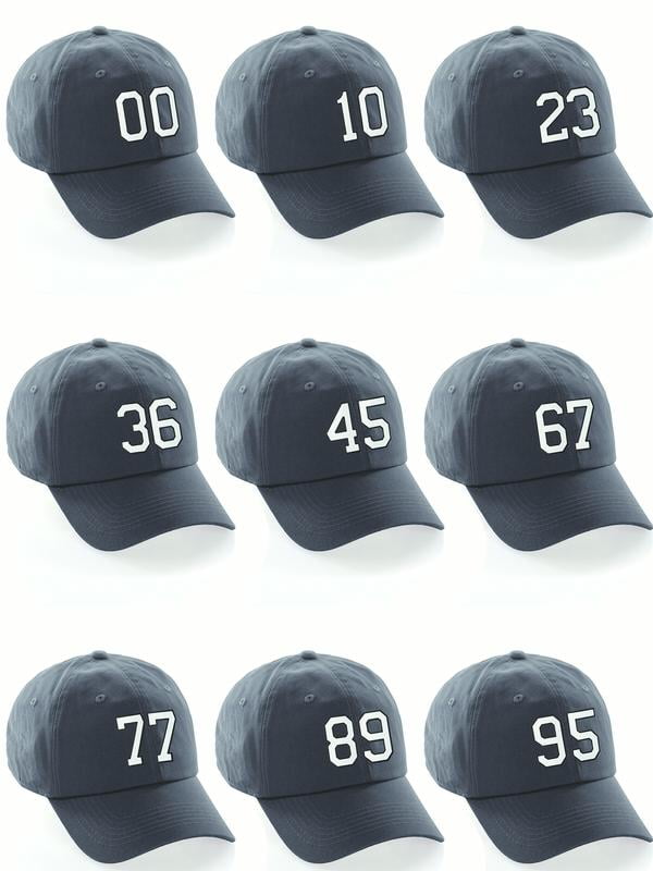 I&W Hatgear Customized Number Hat 00 to 99 Team Colors Baseball Cap