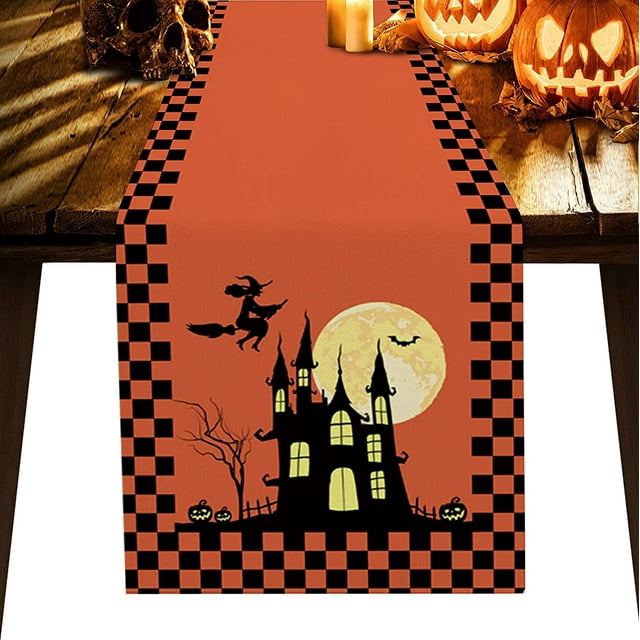 July 4th Holiday Table Runner Cotton Linen, Farm Truck Carrying American Flag and Firework Celebrate Independence Day Table Linens Non-Slip Runners for Kitchen Party Wedding Home Decor,13x108 inches