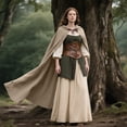 thumbnail image 2 of L'VOW Unisex Medieval Hooded Cloak Long Renaissance Cape with Hood - Halloween Cosplay LARP Wizard Elf Costume, 2 of 5