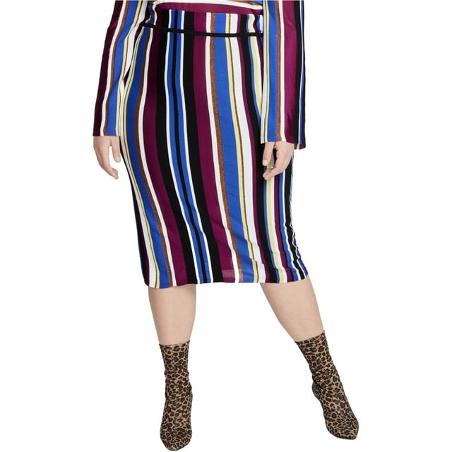 Rachel Roy Jupe Crayon Rayée Royale pour Femmes, Multicolore, Grande Taille, 2X