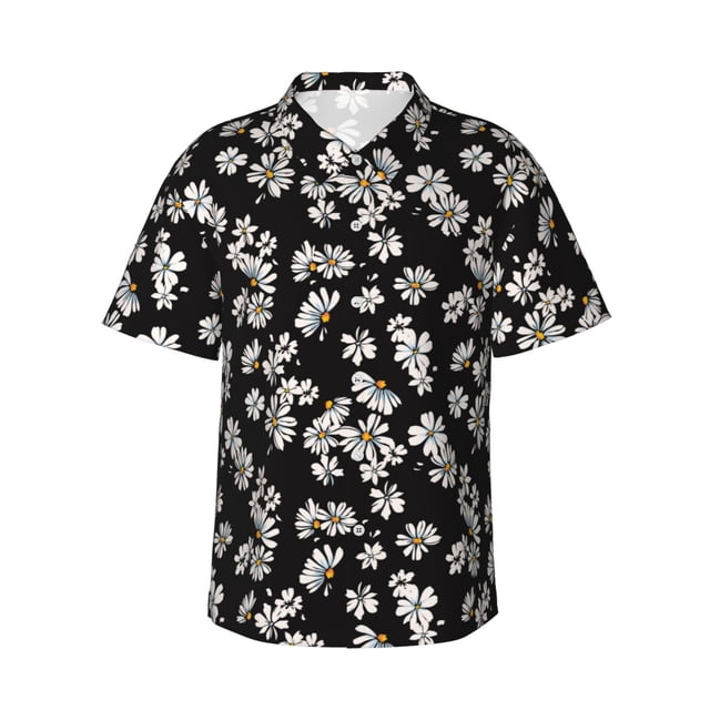 Balery Daisies Flowers Camisas hawaianas de manga corta para hombre, camisas playeras de corte holgado, camisas de vacaciones con botones,Medium