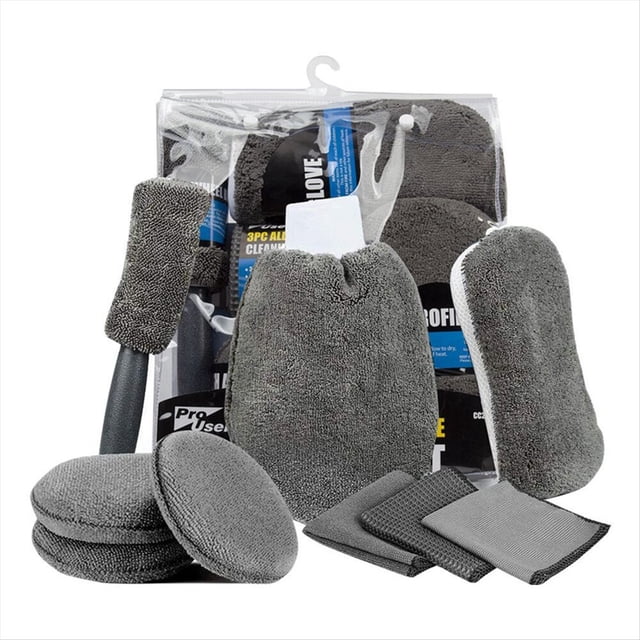 Juego de 9 herramientas de limpieza para coche, kit de herramientas de microfibra para lavar el interior y el exterior del coche, belleza, invierno