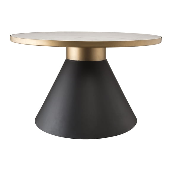 TOV Furniture Richard White Marble Cocktail Table with Black Base