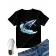 thumbnail image 6 of Women's T-Shirt Shark Ocean Short Sleeve Casual Tee Classic Crew Neck T Shirt for Women Black, S, 6 of 7