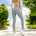 thumbnail image 4 of High Waist Seamless Full-Length Leggings with Stretchy Comfort Fit- Large, Gray, 4 of 5