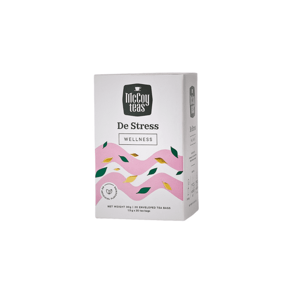 McCoy Teas Wellness De-Stress Herbal Tea with Gotukola, Lavender, Cumin & Fennel, Relaxing Herbal Blend from Sri Lanka, 20 Tea Bags