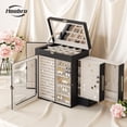 thumbnail image 2 of HOOBRO Jewelry Box with Mirror, Travel Jewelry Organizer with Glass Window, Vertical Storage, Christmas Gift, Gift for Loved Ones, for Earrings, Rings, Necklaces, Bracelets, Black BK03JB04G2, 2 of 9