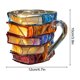 thumbnail image 2 of Taza de libro pintado CLLC, Regalos para amantes del café, Tazas de café hechas a mano, Taza de café con libros pintados en 3D con forma de pila, Regalos para lectores, escritores y bibliotecarios (A, 2 of 7