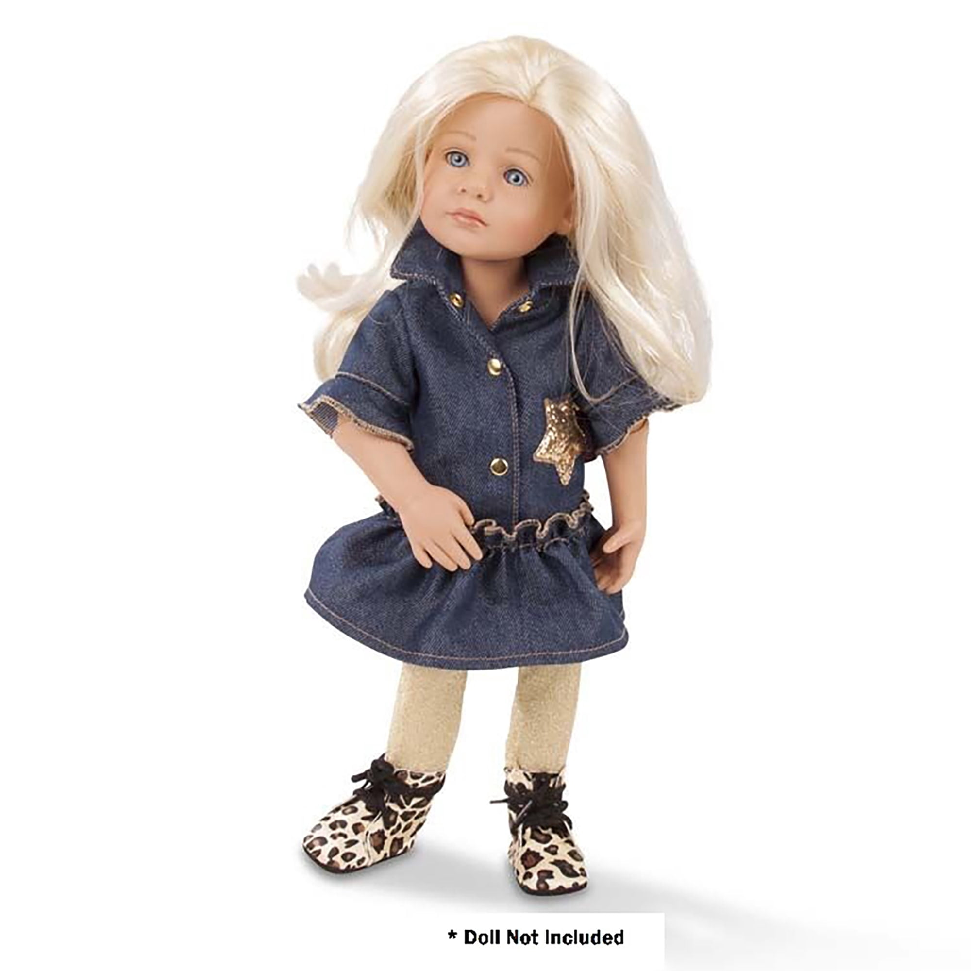 Gotz Golden Coolness Combo Outfit with Denim Dress, Tights and Animal Print Boots for 18 - 19.5" Standing Dolls