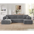 thumbnail image 3 of 132" U-Shape Modular Sectional Sofa,Modern Compressed Sectional Sofa,Corduroy Sleeper Sofa Couch for Living Room,Bedroom,Grey, 3 of 8