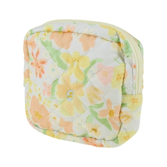 Unique Bargains 1 Pc Lady Portable Square Lipstick Bag for Travel Beige Yellow Polyester