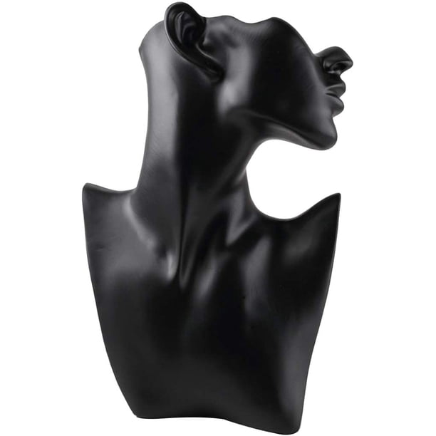 Resin/Velvet Earring Necklace Display Bust Stand Mannequin - Jewelry Holder for Necklaces Chain, Choker, Pendant, Earrings - 5 Colors for Choose - L+Black Resin Yinane Peine y pinzas para el cabello
