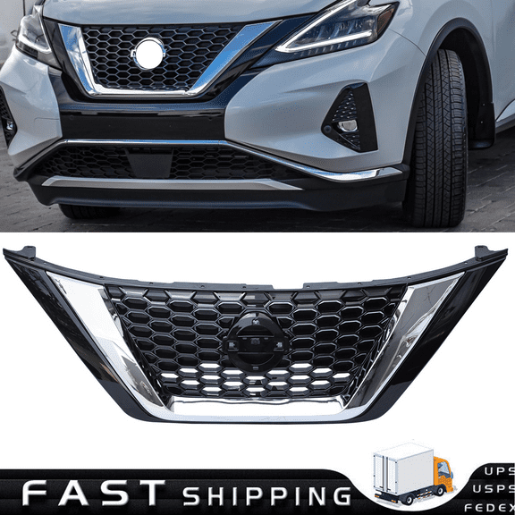 For 2019-2023 Nissan Murano Front Grille Grill Assembly Chrome Black 623109UF0A