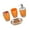 Orange, variant on lanema Pack Of 4 Bathroom Accessories Set with Soap Dispenser Plastic Toothbrush Holder Washing Cup and Soap Dish