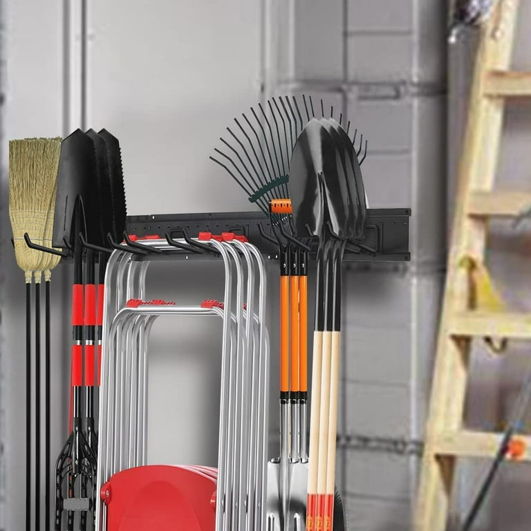 Garage Tool Organizer Wall Hanging Storage Rack 7-Hook & 3-Board Tool Rack  Shelf