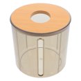 thumbnail image 1 of ColoMX Dispensador de rollos de papel higiénico redondo con tapa de bambú, organizador decorativo para toallas y secadora, ahorra espacio en el baño y la cocina., 1 of 7