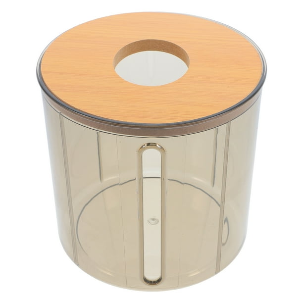 Caja de pañuelos transparente con tapa redonda y funda de bambú, dispensador de servilletas faciales para baño, dormitorio, mesa de comedor, oficina y cocina.