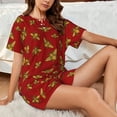 thumbnail image 4 of Pofeuu Hohey Bee Golden Print Women's Pajama Set Short/Shorts Soft Button PJs Elastic Drawstring Waist Sleepwear-Small, 4 of 6