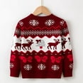 thumbnail image 4 of URMAGIC Toddler Baby Boys Girls Christmas Sweater Long Sleeve Cartoon Letter Print Elk Knitted Pullover Fall Winter 2-7 Years, 4 of 7