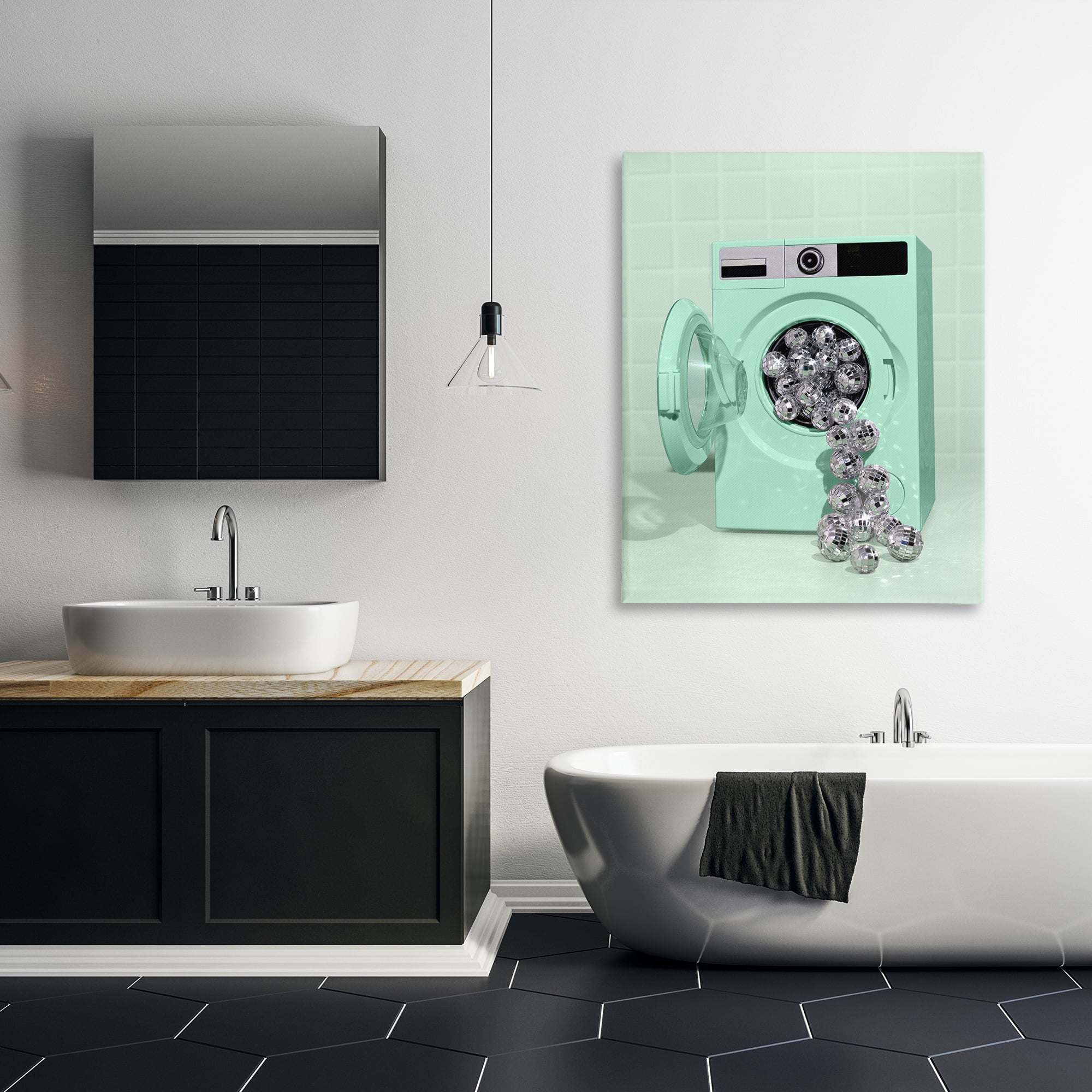Stupell Industries Disco Laundry Machine over Green Canvas Wall Art, design by LISH Creative