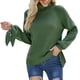 thumbnail image 1 of Suéter de cuello alto de punto para mujer, Jersey informal holgado con cordones de manga larga y farol a la moda para otoño e invierno, verde XL, 1 of 6