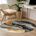 thumbnail image 5 of Black Golden 3ft Area Rug, Marble Aesthetics Modern Ink Painted Washable Non-Slip Small Round Rugs for Entryway Bedroom Kitchen, Soft Circle Carpet for Dining Room, Playroom Nursery Rug, 5 of 9