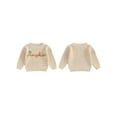thumbnail image 2 of xiaxaixu Toddler Halloween Sweaters Pumpkin Letter Embroidered Long Sleeve Round Neck Ribbed Knitted Pullover, 2 of 8