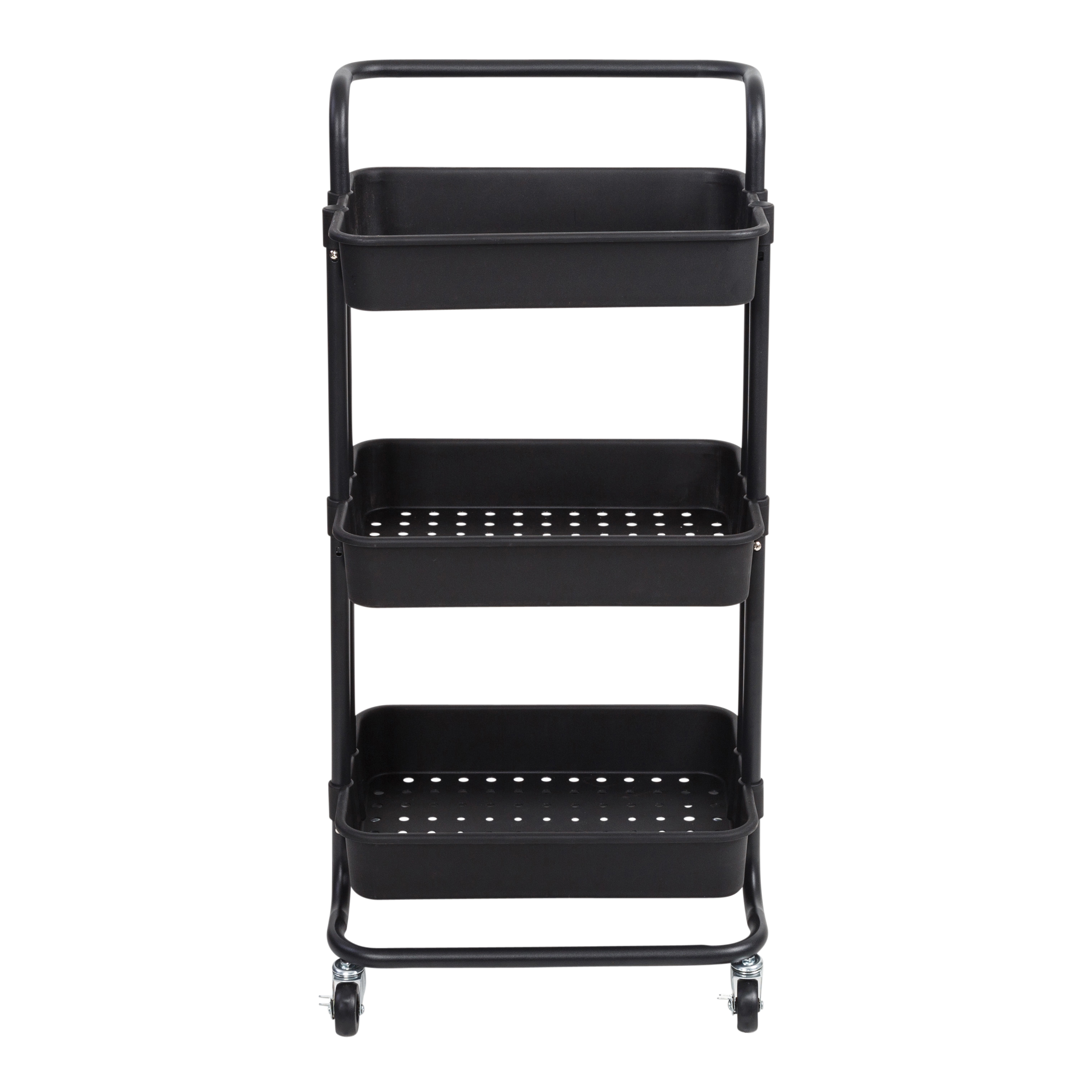 Honey Can Do, 3 Tier Rolling Craft Cart With Handle, Black