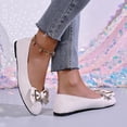 thumbnail image 4 of BRGZLK Women's Flat Shoes Solid Color Versatile Round Toe Bowknot Suede Casual Comfortable Slip On Shoes Lightweight Breathable Walking Flats for Daily Wear White 6.5, 4 of 9