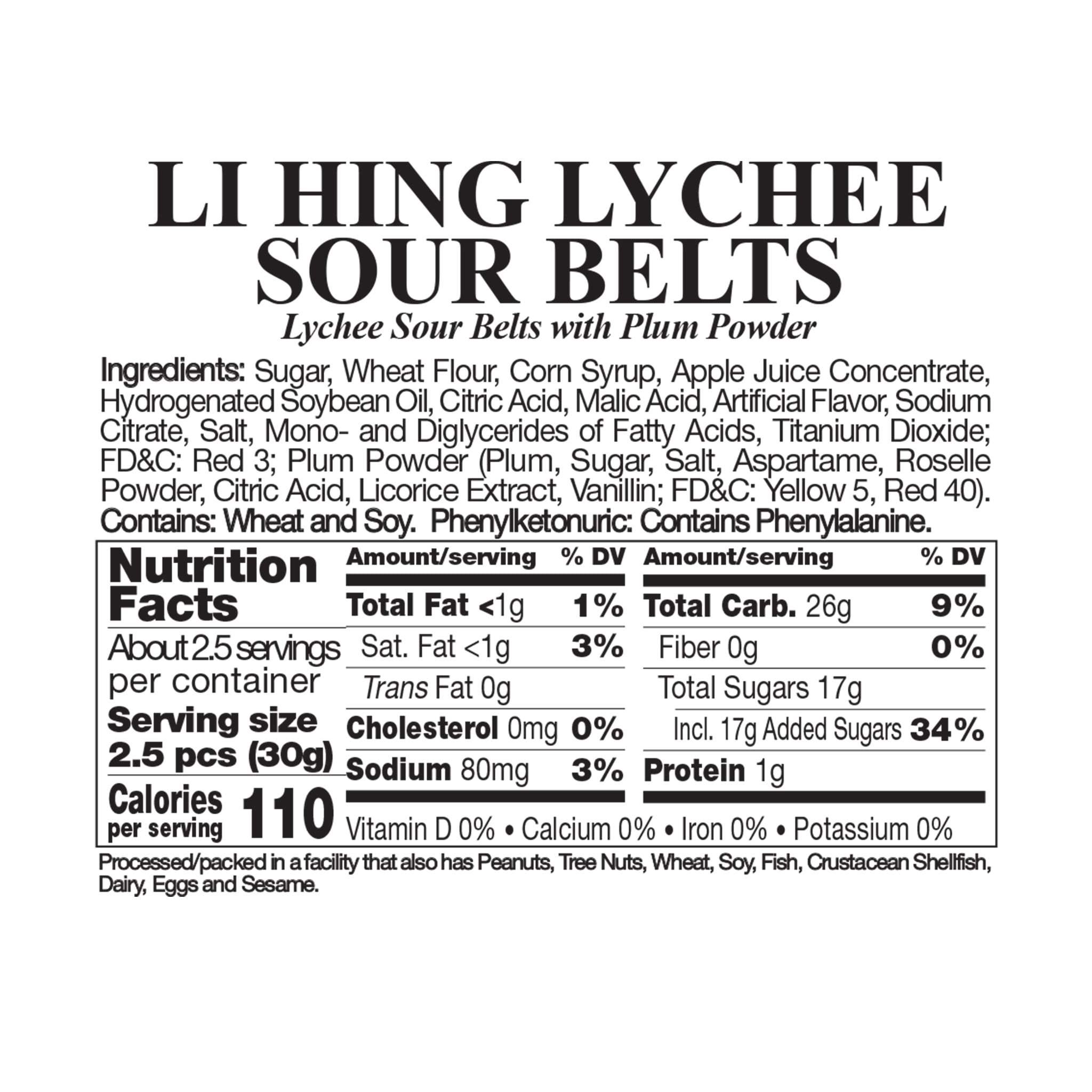 Enjoy Li Hing Lychee Sour Belts (2.5 oz)