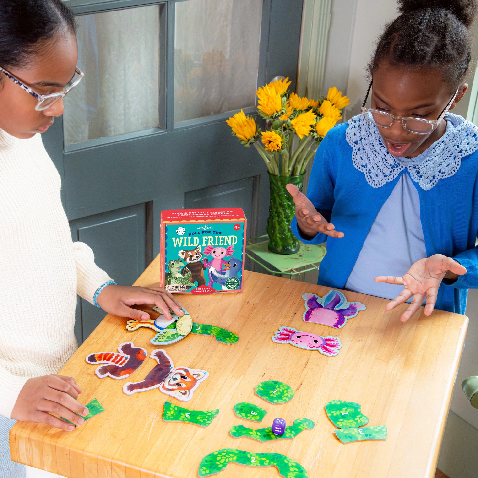 eeBoo Roll For The Wild Friend Dice Game, Ages 4+, For 1-4 Players - Develops Matching Skills And Imaginative, Screen-Free Play, 10-15 Minute Playtime