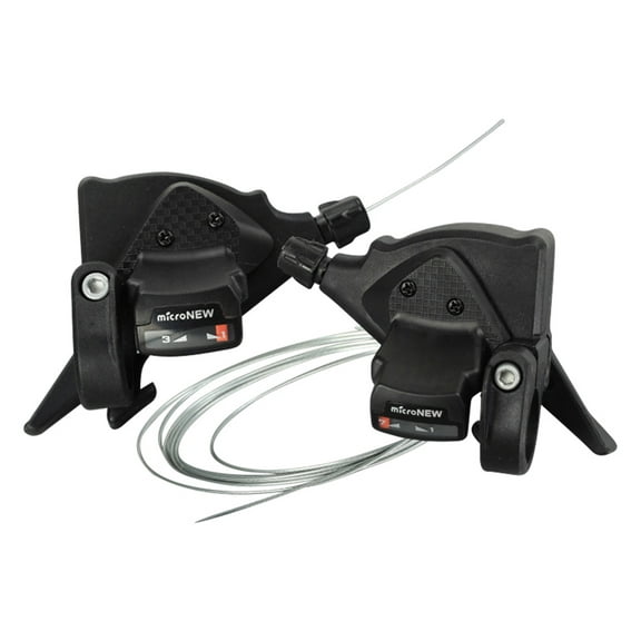 BLEEUS Micronew 3 X 7 Speed Mountain Bike Shifter Gear Lever Set With CablesCycling Essentials (Black A)