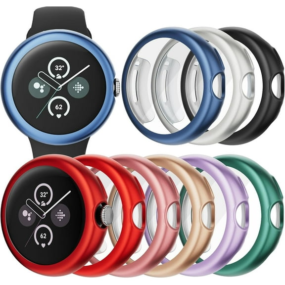 KOMI 8 Pack Compatible with Google Pixel Watch 2/Pixel Watch Screen Protector Case Frosted Matte Soft TPU Cover Full Protective Case Built-in HD Screen Film Accessories(Pixel Watch1/2)