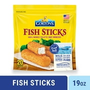 Gorton’s Crunchy Breaded Fish Sticks Cut from 100% Whole Fish Fillets (Not Minced), Wild Caught Alaskan Pollock with Crunchy Panko Breadcrumbs, Frozen, 20 Count, 19 Ounce Resealable Package