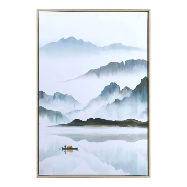 Gild Design House Plastic Frame Misty Lagoon Hand Painted Giclee in Blue/White
