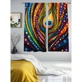 thumbnail image 3 of Colorful Peacock Sheer Curtains 63 Inch Long 2 Panels, Boho Abstract Feathers Polka Dots Light Filtering Rod Pocket Semi Sheer Curtains, Sheer Voile Drapes for Living Room Bedroom, 52"x63", 3 of 5