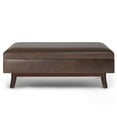 thumbnail image 3 of Owen 48 inch Wide Mid-Century Modern Rectangular Storage Ottoman in Distressed Chestnut Brown Vegan Leather, 3 of 4
