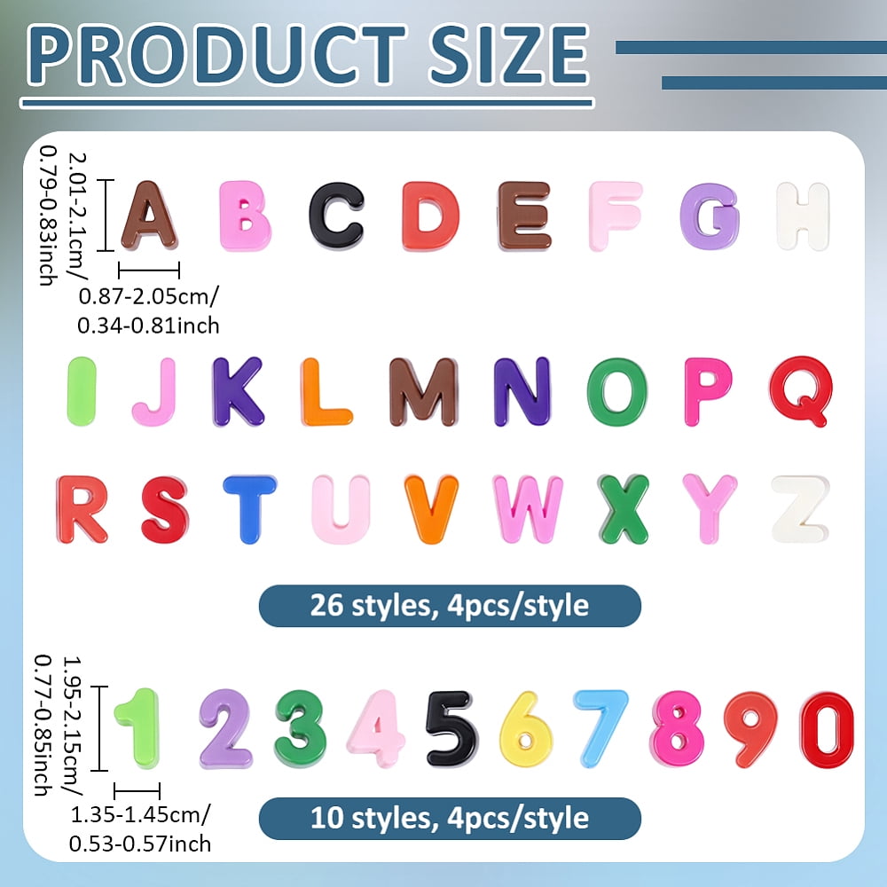 144Pcs Opaque Acrylic European Beads Large Hole Beads Letter A-Z & Number 0~9 Mixed Shapes 19.8~21x8.7~18.3x13.6~13.8mm Hole: 6.3mm 138~252pcs/500g