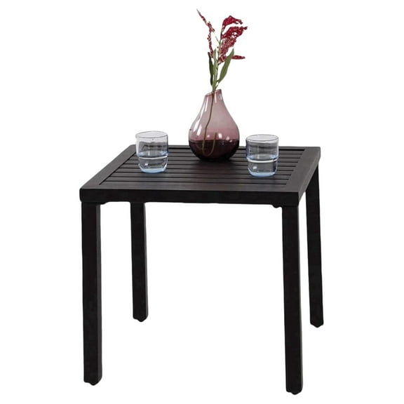 Metal Patio Side Table, Small Outdoor Square Coffee Tea Bistro End Table, Black 19”