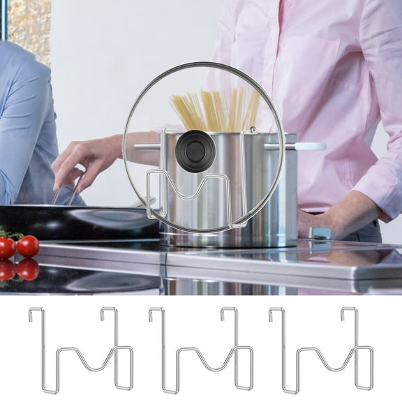 Jetcloudlive 3Pcs Pot Lid Holder Stainless Steel Slow Cooker Lid Holder Snap Fit Design Storage Space Saving Rack