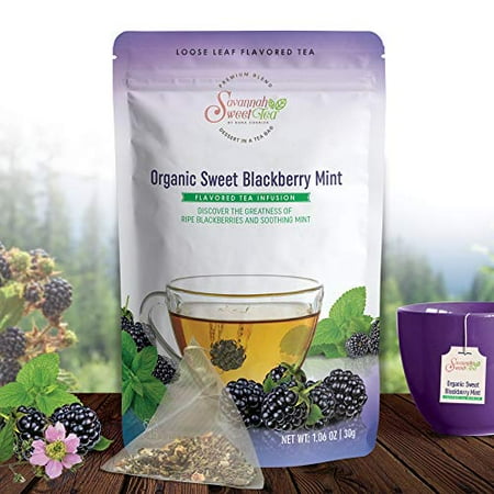 Organic Sweet Blackberry Mint Tea Bags (15-Count) | All Natural | Zero Calorie Blend | Infused with Peppermint, Apple, Sweet Blackberry Leaves, Spearmint, Apple Mint and Cinnamon | Caffeine Free