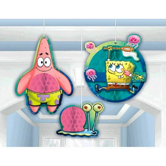 AMSCAN - SpongeBob SquarePants Honeycomb Decorations (3 Pieces)