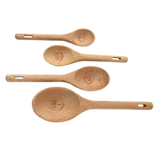Bayti Long Handle Acacia Wooden Measuring Spoons, 100% Natural Food Grade Acacia Wood Set of 4 Spoons