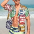 thumbnail image 5 of Lsque Travel Stamp pattern Hawaiian Shirt for Men, Unisex Summer Beach Casual Short Sleeve Button Down Shirts-Large, 5 of 9